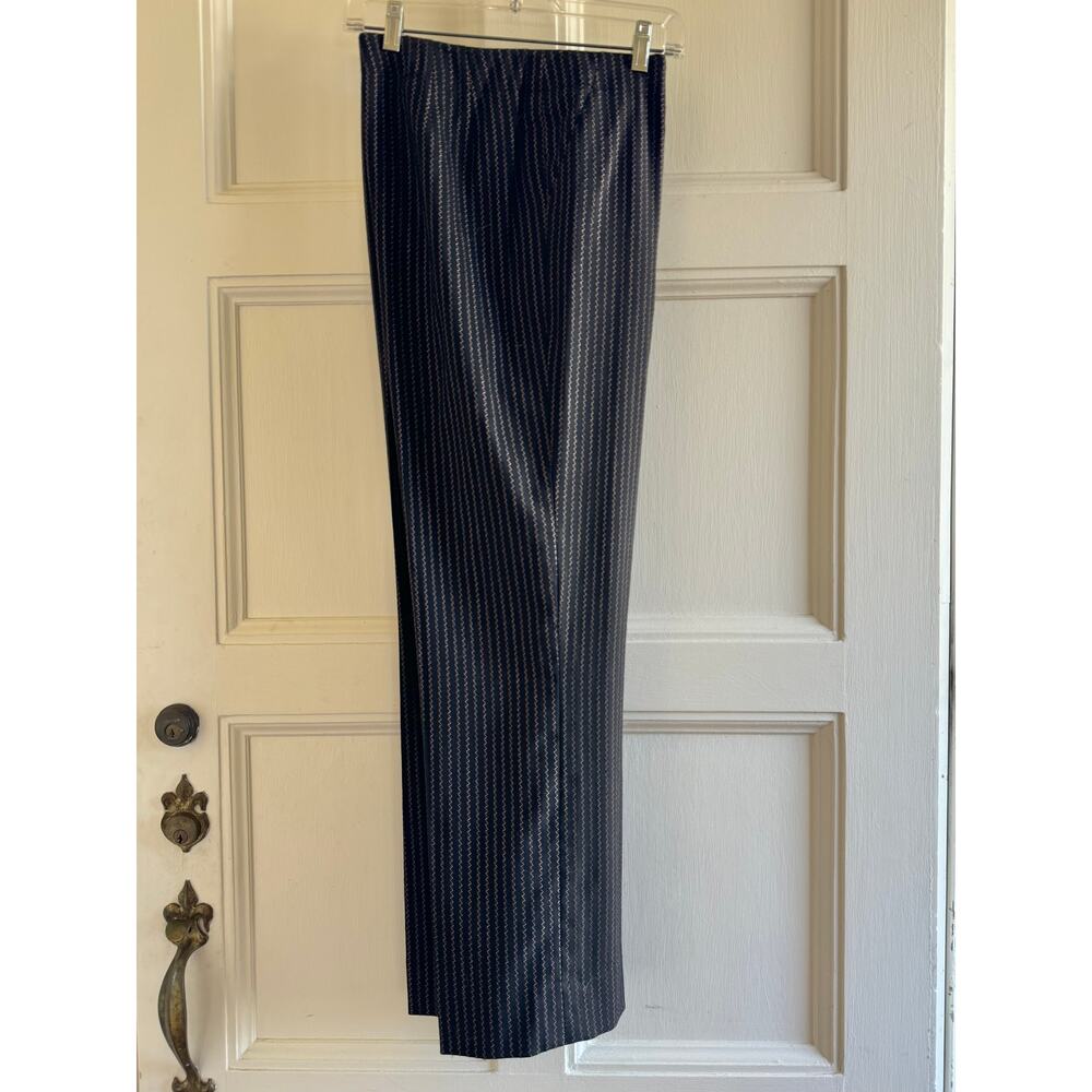 Carlisle 100% Wool Pants Black with Tobacco Zig Zag Pinstripes US size 14